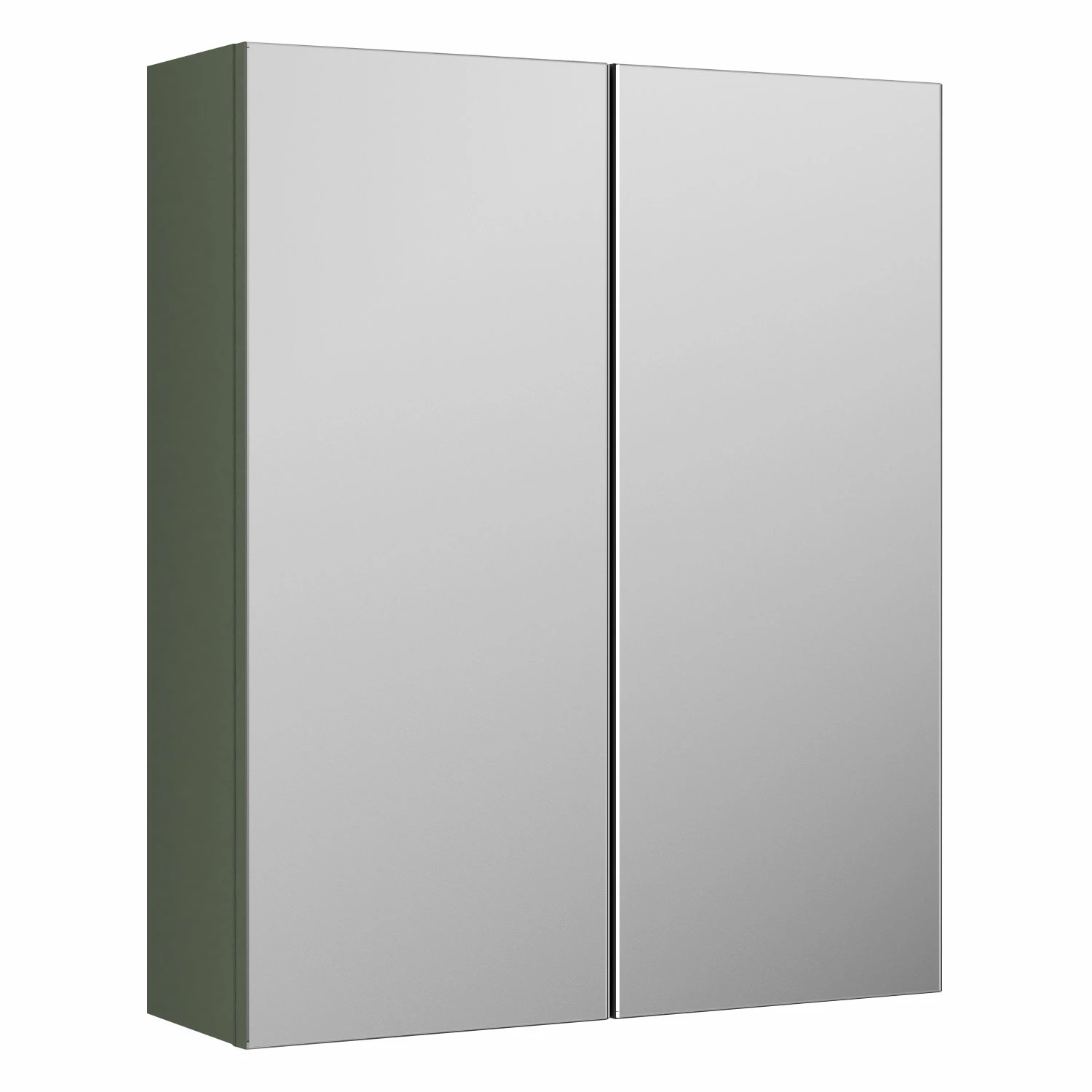 Nuie Arno Mirrored Bathroom Cabinet (50/50) 715mm H X 600mm W - Satin Reed Green 3 Nuie Arno Mirrored Bathroom Cabinet (50/50) 715mm H X 600mm W - Satin Reed Green