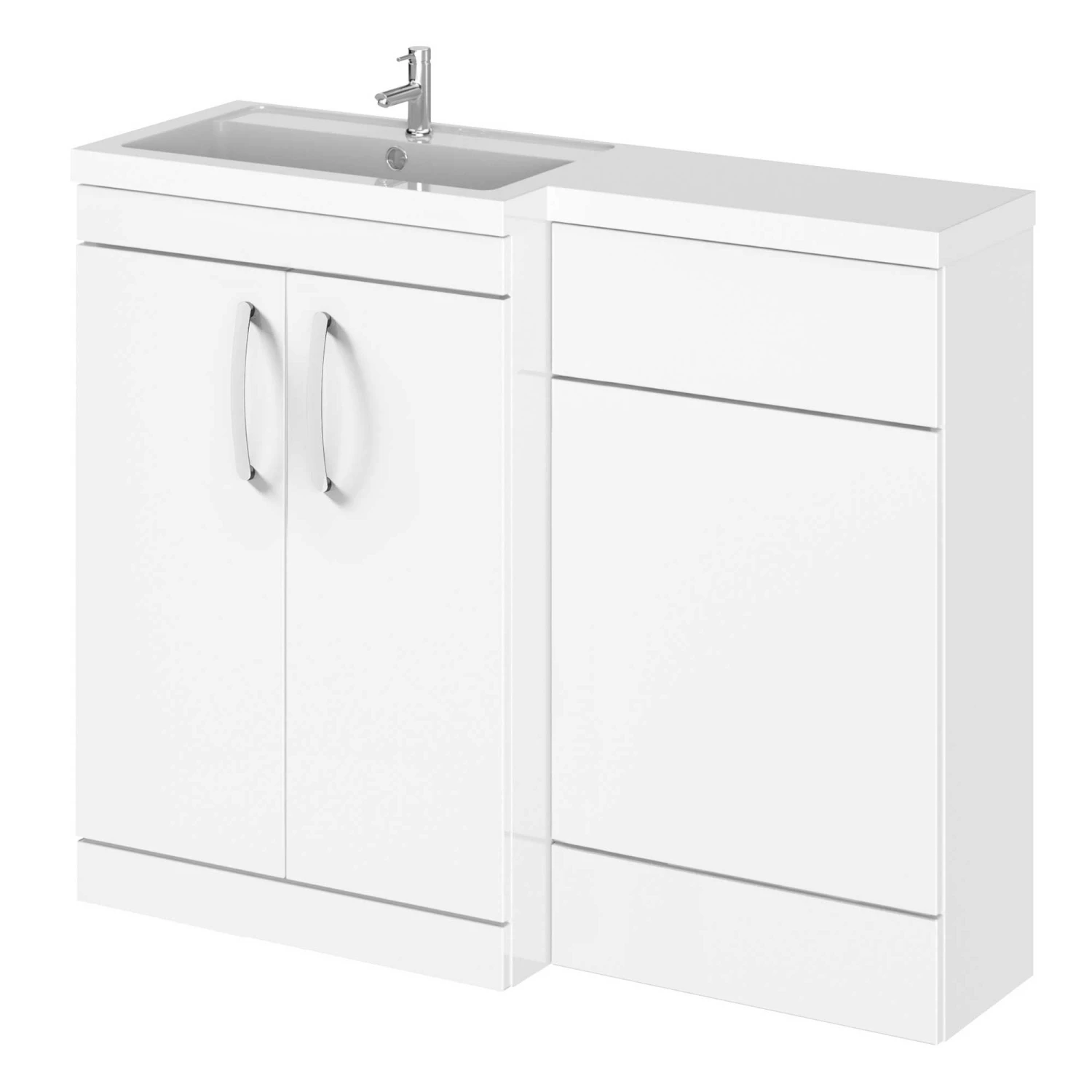 Nuie Arno LH Combination Unit With L-Shape Basin 1100mm Wide - Gloss White 4 Nuie Arno LH Combination Unit With L-Shape Basin 1100mm Wide - Gloss White - Image 2