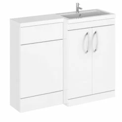 Nuie Arno RH Combination Unit With L-Shape Basin 1100mm Wide - Gloss White