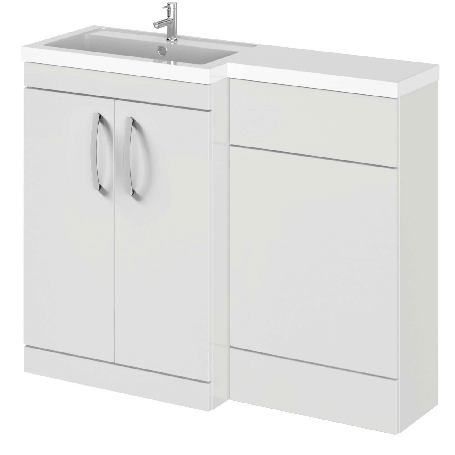 Nuie Arno LH Combination Unit With L-Shape Basin 1100mm Wide - Gloss Grey Mist 4 Nuie Arno LH Combination Unit With L-Shape Basin 1100mm Wide - Gloss Grey Mist - Image 2