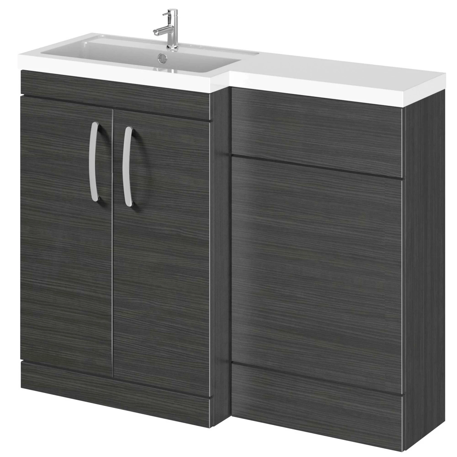 Nuie Arno LH Combination Unit With L-Shape Basin 1100mm Wide - Charcoal Black Woodgrain 4 Nuie Arno LH Combination Unit With L-Shape Basin 1100mm Wide - Charcoal Black Woodgrain - Image 2