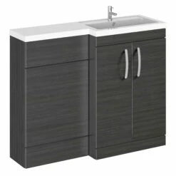 Nuie Arno RH Combination Unit With L-Shape Basin 1100mm Wide - Charcoal Black Woodgrain