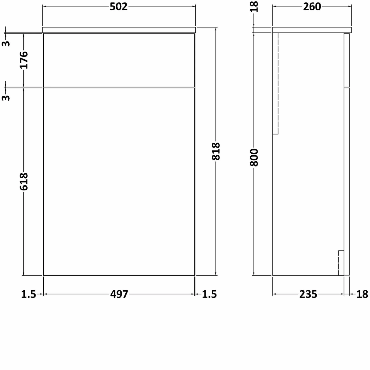 Nuie Arno Back To Wall WC Unit 500mm Wide - Satin Reed Green 4 Nuie Arno Back To Wall WC Unit 500mm Wide - Satin Reed Green - Image 2
