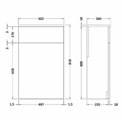 Nuie Arno Back To Wall WC Toilet Unit 500mm Wide - Satin Grey