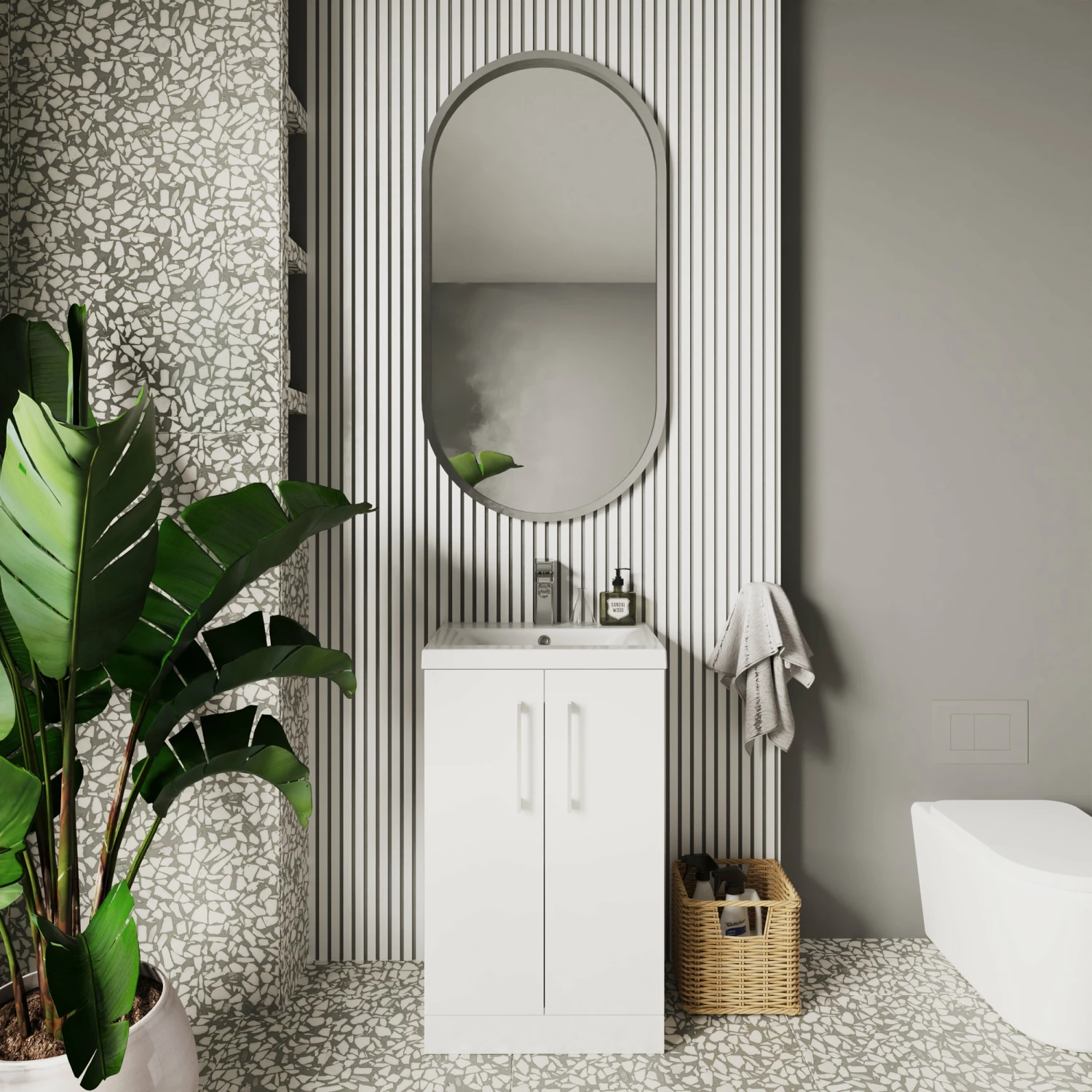 Nuie Arno Floor Standing 2-Door Vanity Unit With Basin-2 500mm Wide - Gloss White 5 Nuie Arno Floor Standing 2-Door Vanity Unit With Basin-2 500mm Wide - Gloss White - Image 3