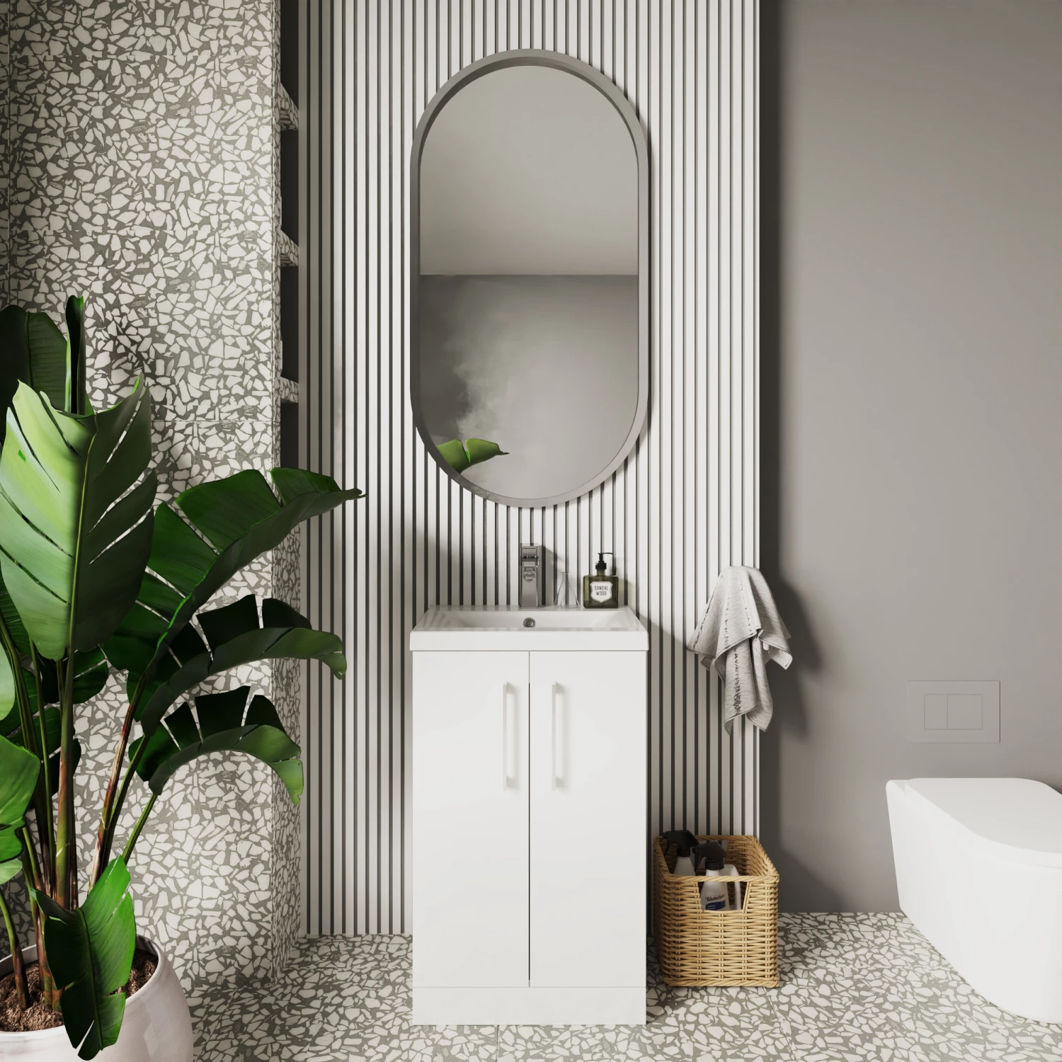 Nuie Arno Floor Standing 2-Door Vanity Unit With Basin-1 500mm Wide - Gloss White 5 Nuie Arno Floor Standing 2-Door Vanity Unit With Basin-1 500mm Wide - Gloss White - Image 3