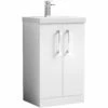 Nuie Arno Floor Standing 2-Door Vanity Unit With Basin-3 500mm Wide - Gloss White 1 Nuie Arno Floor Standing 2-Door Vanity Unit With Basin-3 500mm Wide - Gloss White -HEATANDPLUMB Sales nuie arno vanity unit arn101d