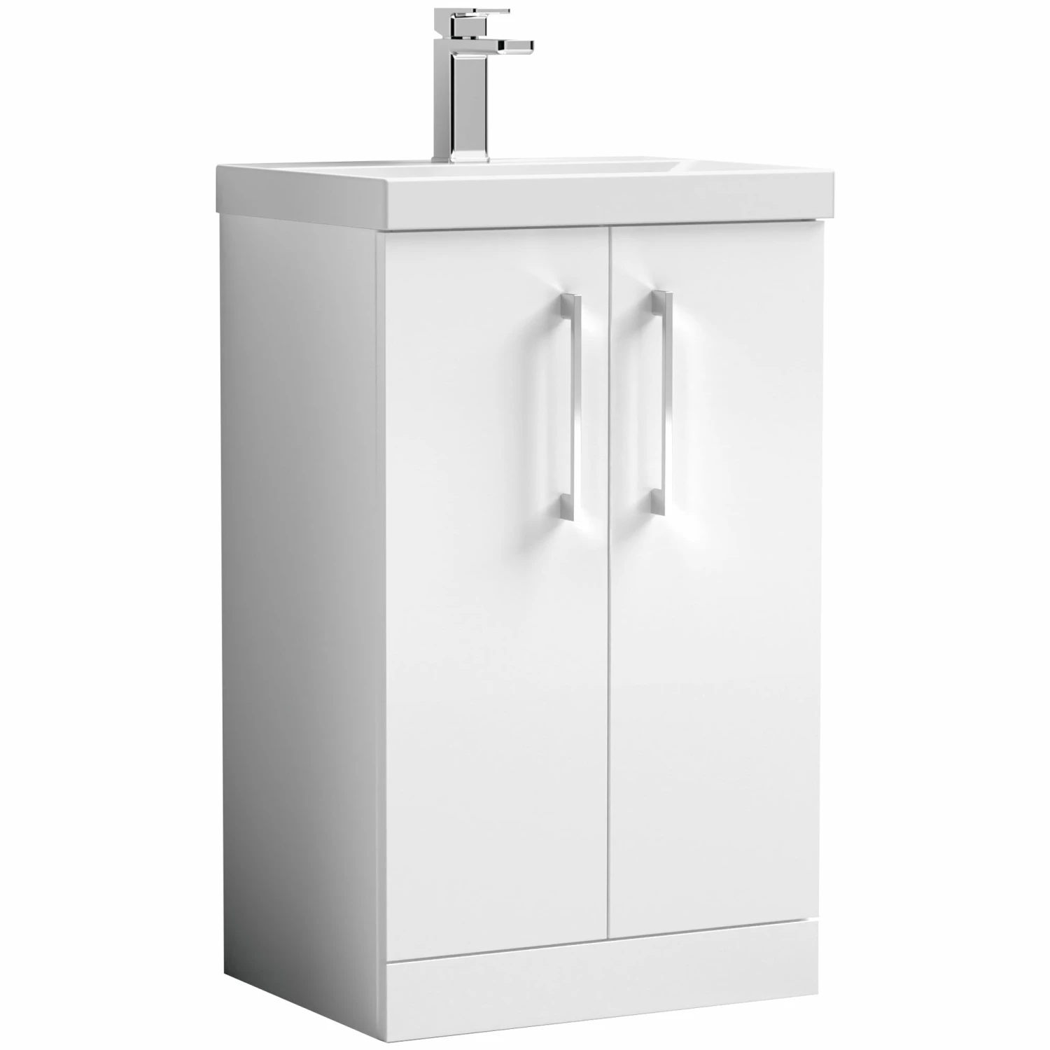 Nuie Arno Floor Standing 2-Door Vanity Unit With Basin-3 500mm Wide - Gloss White 3 Nuie Arno Floor Standing 2-Door Vanity Unit With Basin-3 500mm Wide - Gloss White