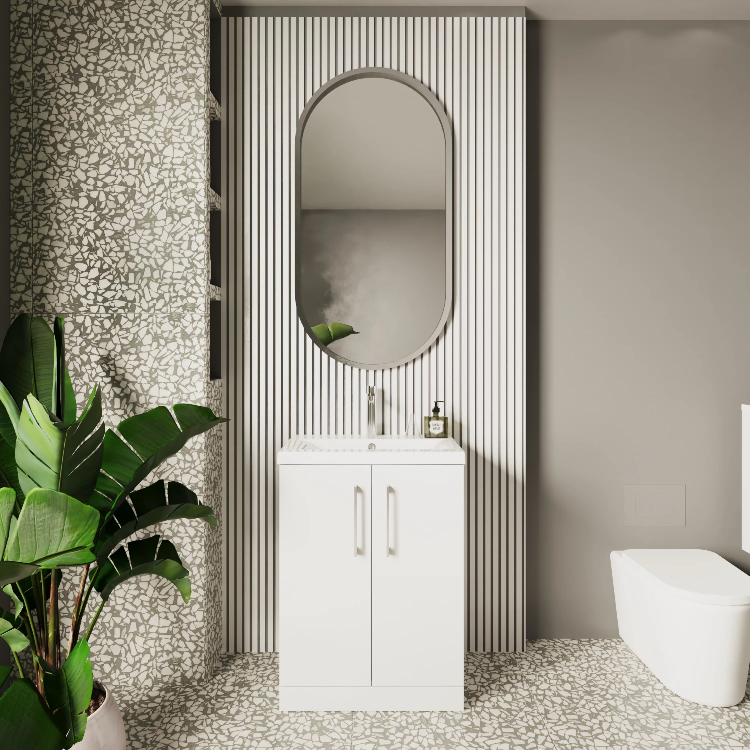 Nuie Arno Floor Standing 2-Door Vanity Unit With Basin-1 600mm Wide - Gloss White 9 Nuie Arno Floor Standing 2-Door Vanity Unit With Basin-1 600mm Wide - Gloss White - Image 7