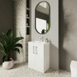 Nuie Arno Floor Standing 2-Door Vanity Unit With Basin-1 600mm Wide - Gloss White 14 Nuie Arno Floor Standing 2-Door Vanity Unit With Basin-1 600mm Wide - Gloss White -HEATANDPLUMB Sales nuie arno vanity unit arn103a 2