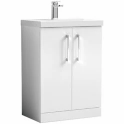 Nuie Arno Floor Standing 2-Door Vanity Unit With Basin-1 600mm Wide - Gloss White 17 Nuie Arno Floor Standing 2-Door Vanity Unit With Basin-1 600mm Wide - Gloss White -HEATANDPLUMB Sales nuie arno vanity unit arn103a