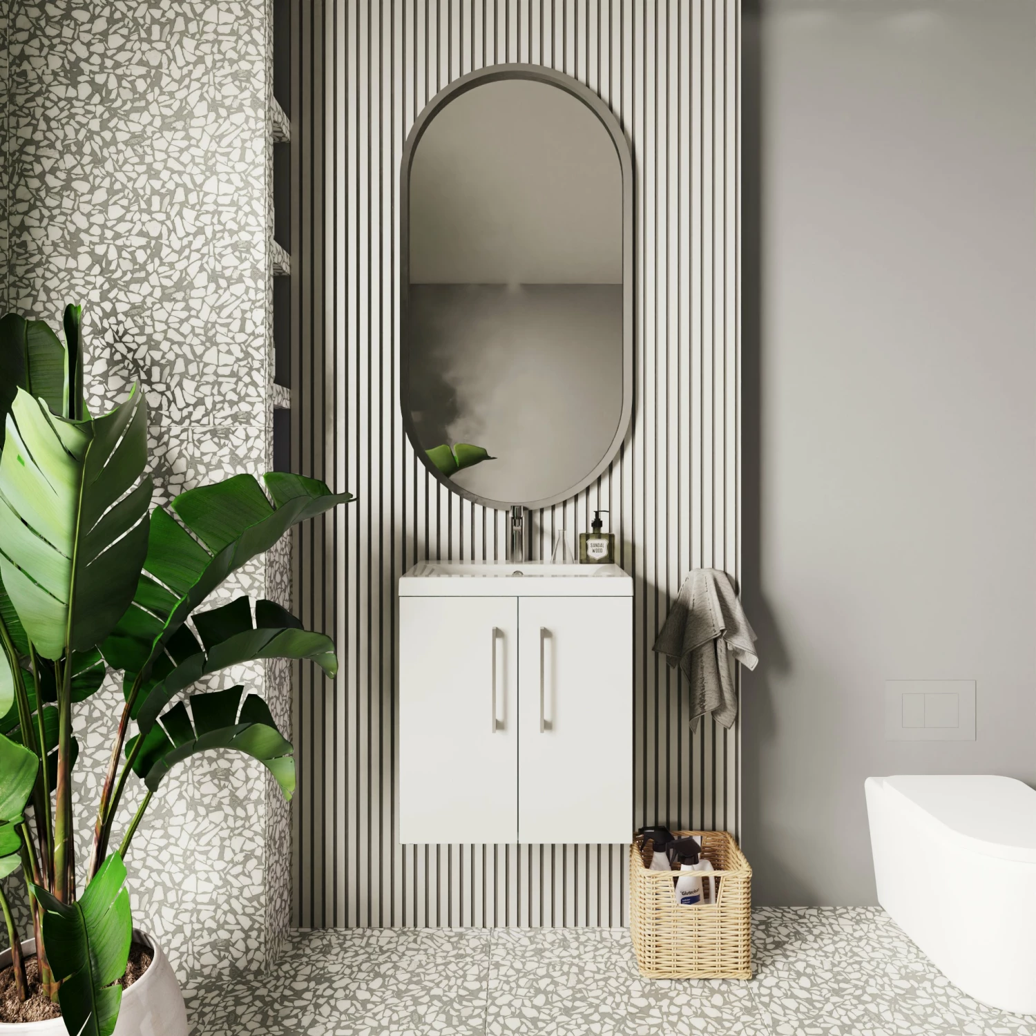 Nuie Arno Wall Hung 2-Door Vanity Unit With Basin-3 500mm Wide - Gloss White 6 Nuie Arno Wall Hung 2-Door Vanity Unit With Basin-3 500mm Wide - Gloss White - Image 4