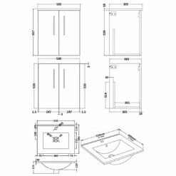 Nuie Arno Wall Hung 2-Door Vanity Unit With Basin-2 500mm Wide - Gloss White 13 Nuie Arno Wall Hung 2-Door Vanity Unit With Basin-2 500mm Wide - Gloss White -HEATANDPLUMB Sales nuie arno vanity unit arn121b 1 1