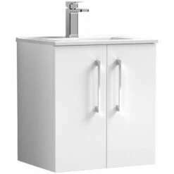 Nuie Arno Wall Hung 2-Door Vanity Unit With Basin-2 500mm Wide - Gloss White 11 Nuie Arno Wall Hung 2-Door Vanity Unit With Basin-2 500mm Wide - Gloss White -HEATANDPLUMB Sales nuie arno vanity unit arn121b