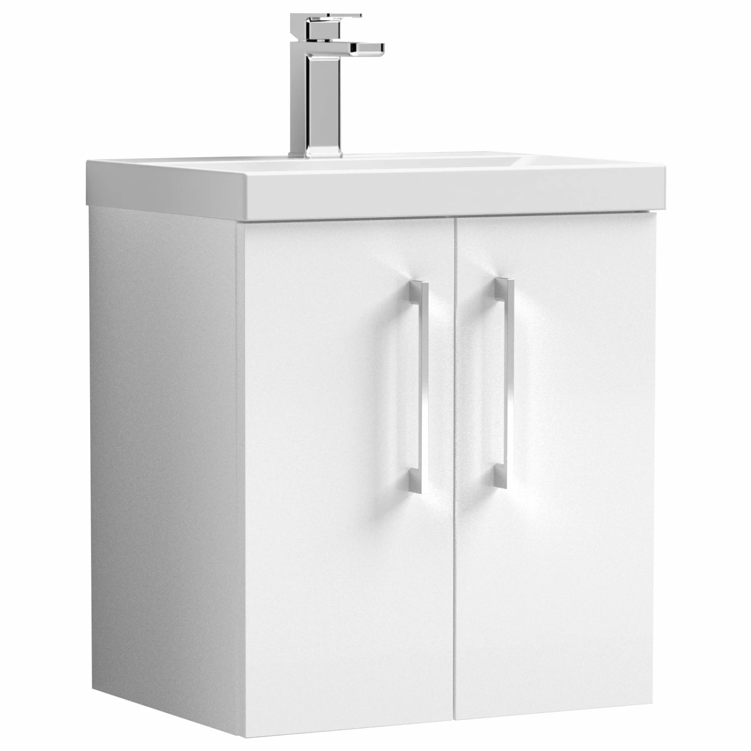 Nuie Arno Wall Hung 2-Door Vanity Unit With Basin-3 500mm Wide - Gloss White 8 Nuie Arno Wall Hung 2-Door Vanity Unit With Basin-3 500mm Wide - Gloss White - Image 6