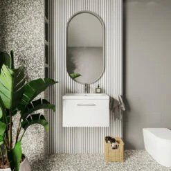 Nuie Arno Wall Hung 1-Drawer Vanity Unit With Basin-1 600mm Wide - Gloss White -HEATANDPLUMB Sales nuie arno vanity unit arn122a 1