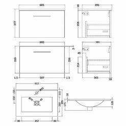 Nuie Arno Wall Hung 1-Drawer Vanity Unit With Basin-2 600mm Wide - Black Woodgrain 13 Nuie Arno Wall Hung 1-Drawer Vanity Unit With Basin-2 600mm Wide - Black Woodgrain -HEATANDPLUMB Sales nuie arno vanity unit arn122b 1 2
