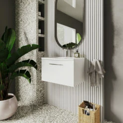 Nuie Arno Wall Hung 1-Drawer Vanity Unit With Basin-4 600mm Wide - Gloss White -HEATANDPLUMB Sales nuie arno vanity unit arn122g 2