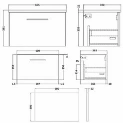 Nuie Arno Wall Hung 1-Drawer Vanity Unit With Bellato Grey Worktop 600mm Wide - Satin Anthracite 5 Nuie Arno Wall Hung 1-Drawer Vanity Unit With Bellato Grey Worktop 600mm Wide - Satin Anthracite -HEATANDPLUMB Sales nuie arno vanity unit arn122lsb