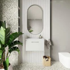 Nuie Arno Wall Hung 1-Drawer Vanity Unit With Sparkling White Worktop 600mm Wide - Gloss White -HEATANDPLUMB Sales nuie arno vanity unit arn122lsw 1