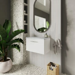 Nuie Arno Wall Hung 1-Drawer Vanity Unit With Sparkling White Worktop 600mm Wide - Gloss White -HEATANDPLUMB Sales nuie arno vanity unit arn122lsw 2