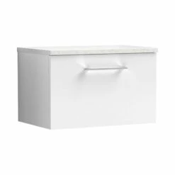 Nuie Arno Wall Hung 1-Drawer Vanity Unit With Sparkling White Worktop 600mm Wide - Gloss White -HEATANDPLUMB Sales nuie arno vanity unit arn122lsw 3