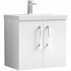 Nuie Arno Wall Hung 2-Door Vanity Unit With Basin-3 600mm Wide - Gloss White 11 Nuie Arno Wall Hung 2-Door Vanity Unit With Basin-3 600mm Wide - Gloss White -HEATANDPLUMB Sales nuie arno vanity unit arn123d