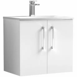 Nuie Arno Wall Hung 2-Door Vanity Unit With Basin-4 600mm Wide - Gloss White -HEATANDPLUMB Sales nuie arno vanity unit arn123g