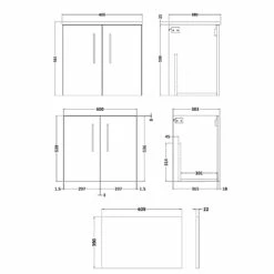 Nuie Arno Wall Hung 2-Door Vanity Unit With Sparkling White Worktop 600mm Wide - Solace Oak Woodgrain -HEATANDPLUMB Sales nuie arno vanity unit arn123lsb