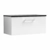 Nuie Arno Wall Hung 1-Drawer Vanity Unit With Sparkling Black Worktop 800mm Wide - Gloss White