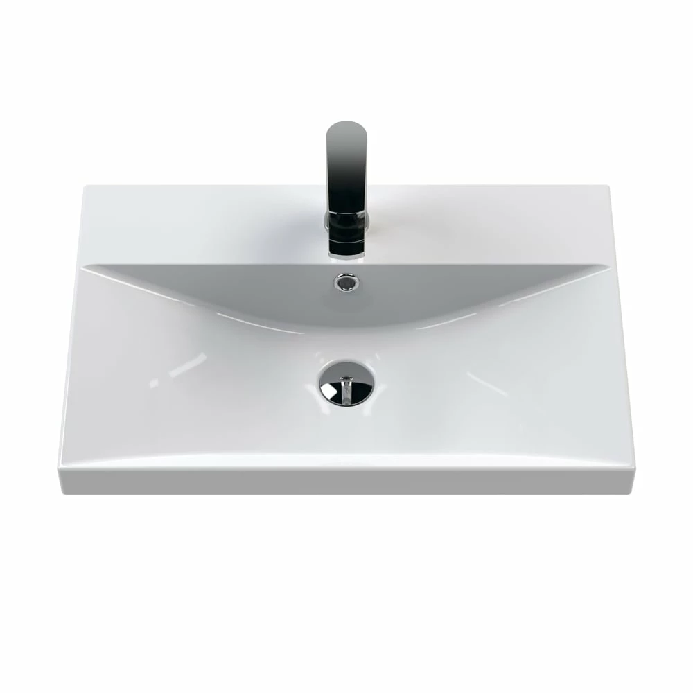 Nuie Athena Wall Hung 1-Drawer Vanity Unit With Basin-3 600mm Wide - Anthracite Woodgrain 6 Nuie Athena Wall Hung 1-Drawer Vanity Unit With Basin-3 600mm Wide - Anthracite Woodgrain - Image 4