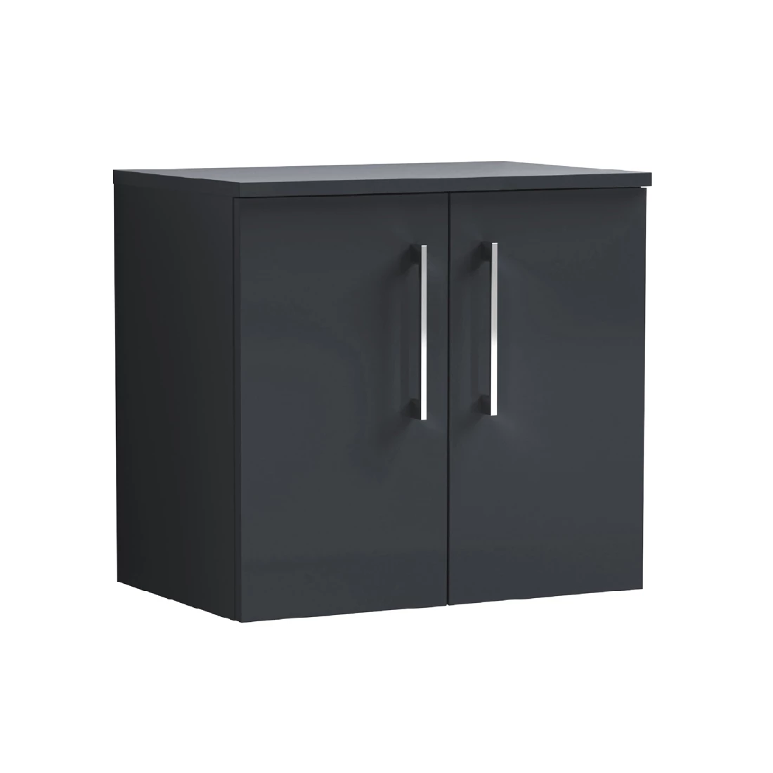 Nuie Arno Wall Hung 2-Door Vanity Unit With Worktop 600mm Wide - Satin Anthracite 4 Nuie Arno Wall Hung 2-Door Vanity Unit With Worktop 600mm Wide - Satin Anthracite - Image 2