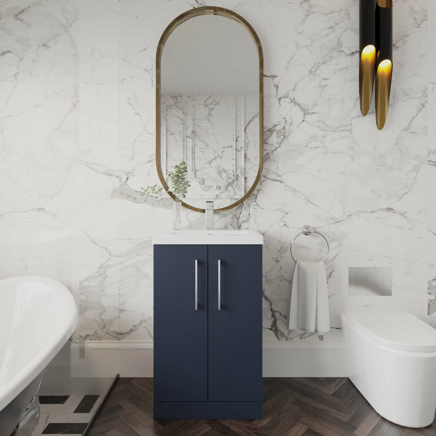 Nuie Arno Floor Standing 2-Door Vanity Unit With Basin-1 500mm Wide - Electric Blue 3 Nuie Arno Floor Standing 2-Door Vanity Unit With Basin-1 500mm Wide - Electric Blue