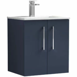 Nuie Arno Wall Hung 2-Door Vanity Unit With Basin-2 500mm Wide - Electric Blue