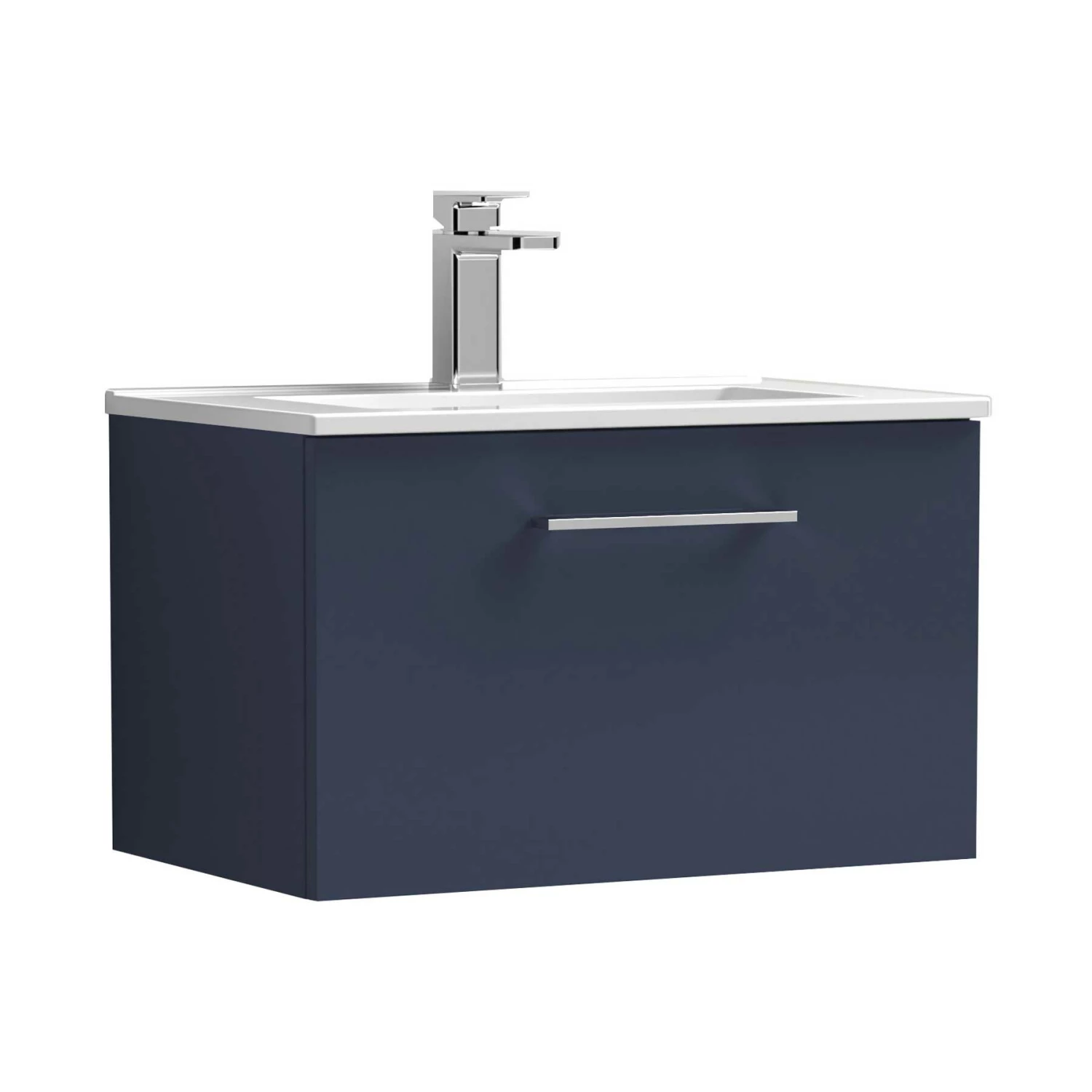 Nuie Arno Wall Hung 1-Drawer Vanity Unit With Basin-2 600mm Wide - Electric Blue 6 Nuie Arno Wall Hung 1-Drawer Vanity Unit With Basin-2 600mm Wide - Electric Blue - Image 4