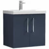 Nuie Arno Wall Hung 2-Door Vanity Unit With Basin-1 600mm Wide - Electric Blue 2 Nuie Arno Wall Hung 2-Door Vanity Unit With Basin-1 600mm Wide - Electric Blue -HEATANDPLUMB Sales nuie arno vanity unit arn1723a