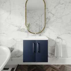 Nuie Arno Wall Hung 2-Door Vanity Unit With Basin-1 600mm Wide - Electric Blue 12 Nuie Arno Wall Hung 2-Door Vanity Unit With Basin-1 600mm Wide - Electric Blue -HEATANDPLUMB Sales nuie arno vanity unit arn1723a 2