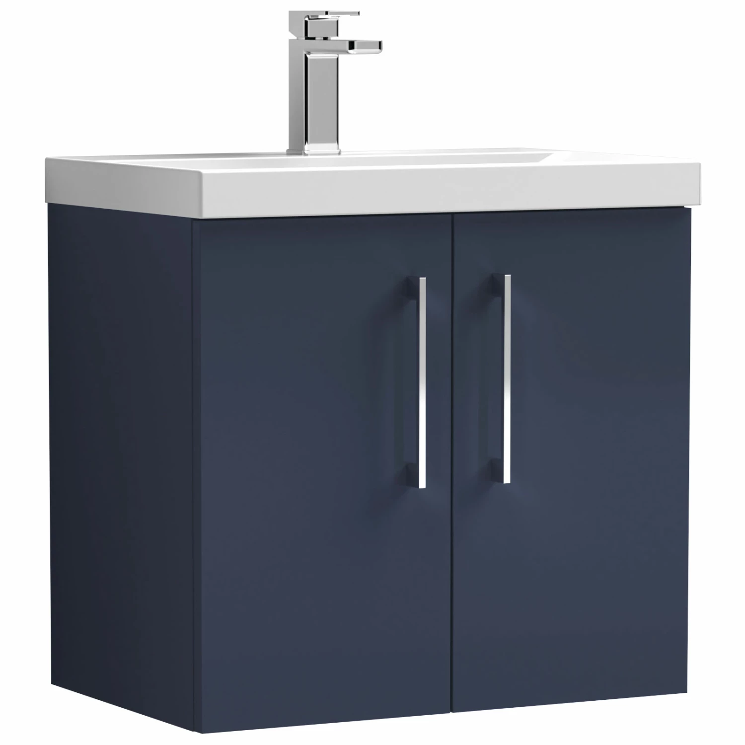 Nuie Arno Wall Hung 2-Door Vanity Unit With Basin-1 600mm Wide - Electric Blue 3 Nuie Arno Wall Hung 2-Door Vanity Unit With Basin-1 600mm Wide - Electric Blue