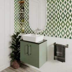 Nuie Arno Wall Hung 2-Door Vanity Unit With Worktop 600mm Wide - Anthracite Woodgrain -HEATANDPLUMB Sales nuie arno vanity unit arn1723lbg 5