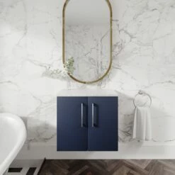 Nuie Arno Wall Hung 2-Door Vanity Unit With Sparkling White Worktop 600mm Wide - Electric Blue 16 Nuie Arno Wall Hung 2-Door Vanity Unit With Sparkling White Worktop 600mm Wide - Electric Blue -HEATANDPLUMB Sales nuie arno vanity unit arn1723lsw 1