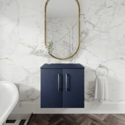 Nuie Arno Wall Hung 2-Door Vanity Unit With Worktop 600mm Wide - Electric Blue 11 Nuie Arno Wall Hung 2-Door Vanity Unit With Worktop 600mm Wide - Electric Blue -HEATANDPLUMB Sales nuie arno vanity unit arn1723w 1