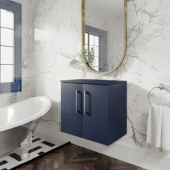 Nuie Arno Wall Hung 2-Door Vanity Unit With Worktop 600mm Wide - Electric Blue 15 Nuie Arno Wall Hung 2-Door Vanity Unit With Worktop 600mm Wide - Electric Blue -HEATANDPLUMB Sales nuie arno vanity unit arn1723w 2