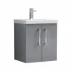 Nuie Arno Wall Hung 2-Door Vanity Unit With Basin-1 500mm Wide - Satin Grey 1 Nuie Arno Wall Hung 2-Door Vanity Unit With Basin-1 500mm Wide - Satin Grey -HEATANDPLUMB Sales nuie arno vanity unit arn2221a