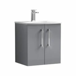 Nuie Arno Wall Hung 2-Door Vanity Unit With Basin-4 500mm Wide - Satin Grey -HEATANDPLUMB Sales nuie arno vanity unit arn2221g