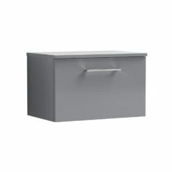Nuie Arno Wall Hung 1-Drawer Vanity Unit With Worktop 600mm Wide - Satin Grey