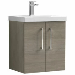Nuie Arno Wall Hung 2-Door Vanity Unit With Basin-1 500mm Wide - Solace Oak Woodgrain 10 Nuie Arno Wall Hung 2-Door Vanity Unit With Basin-1 500mm Wide - Solace Oak Woodgrain -HEATANDPLUMB Sales nuie arno vanity unit arn2521a