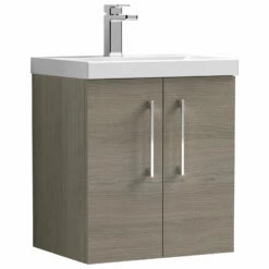 Nuie Arno Wall Hung 2-Door Vanity Unit With Basin-3 500mm Wide - Solace Oak Woodgrain 10 Nuie Arno Wall Hung 2-Door Vanity Unit With Basin-3 500mm Wide - Solace Oak Woodgrain -HEATANDPLUMB Sales nuie arno vanity unit arn2521d