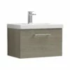 Nuie Arno Wall Hung 1-Drawer Vanity Unit With Basin-3 600mm Wide - Solace Oak Woodgrain 2 Nuie Arno Wall Hung 1-Drawer Vanity Unit With Basin-3 600mm Wide - Solace Oak Woodgrain -HEATANDPLUMB Sales nuie arno vanity unit arn2522d 5