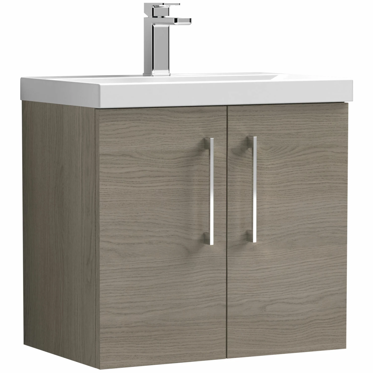 Nuie Arno Wall Hung 2-Door Vanity Unit With Basin-3 600mm Wide - Solace Oak Woodgrain 3 Nuie Arno Wall Hung 2-Door Vanity Unit With Basin-3 600mm Wide - Solace Oak Woodgrain