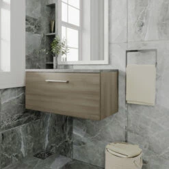 Nuie Arno Wall Hung 1-Drawer Vanity Unit With Bellato Grey Worktop 800mm Wide - Solace Oak Woodgrain 13 Nuie Arno Wall Hung 1-Drawer Vanity Unit With Bellato Grey Worktop 800mm Wide - Solace Oak Woodgrain -HEATANDPLUMB Sales nuie arno vanity unit arn2525lbg 1
